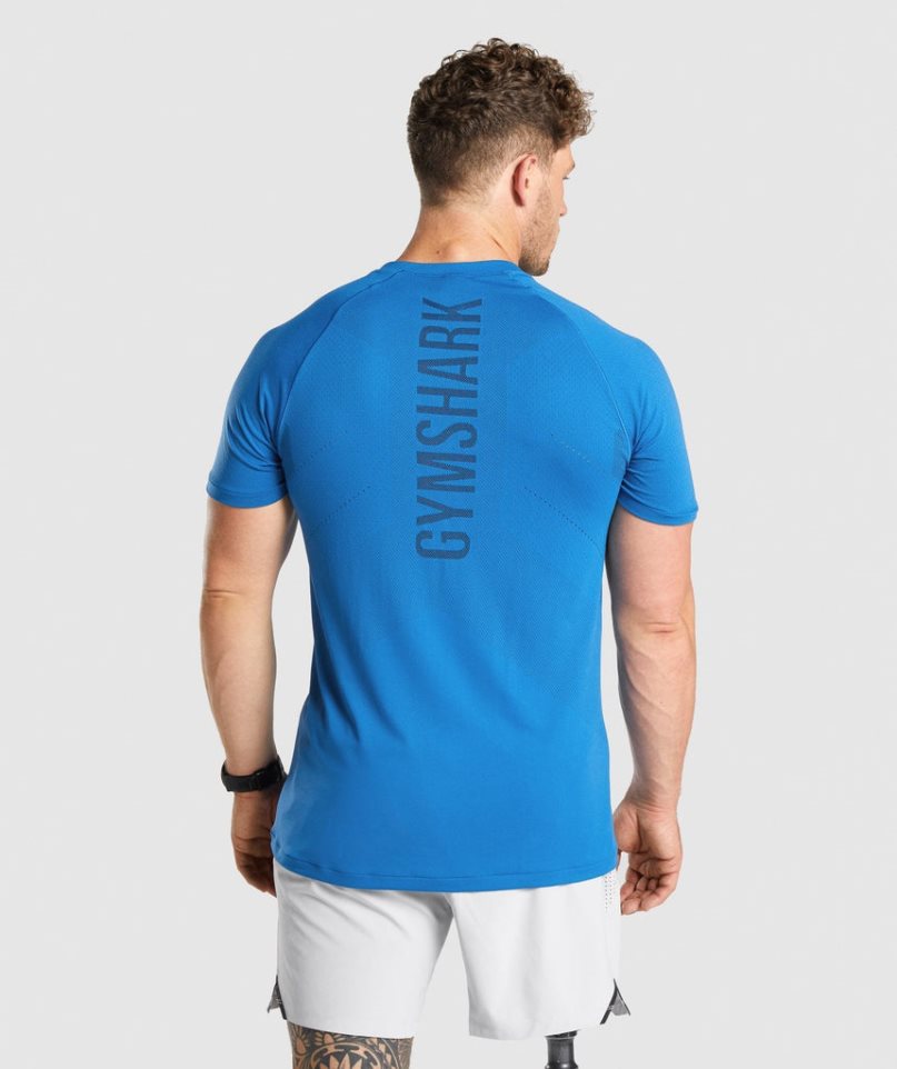 Men's Gymshark Apex Perform T-Shirts Blue | NZ 9ZXLNU